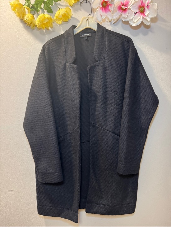 Express Jackets & Blazers - Express Black Open-Front Textured Coat